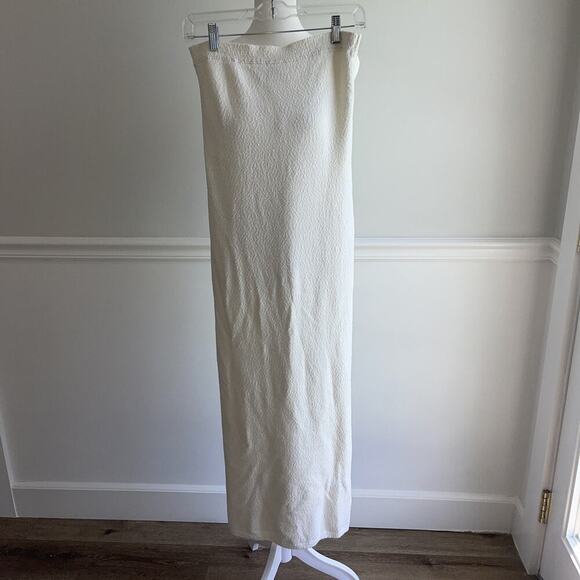 FREE PEOPLE FP Beach Butter Yellow Tube Dress Slub Knit Midi Stretch Cozy Size M - Picture 1 of 15
